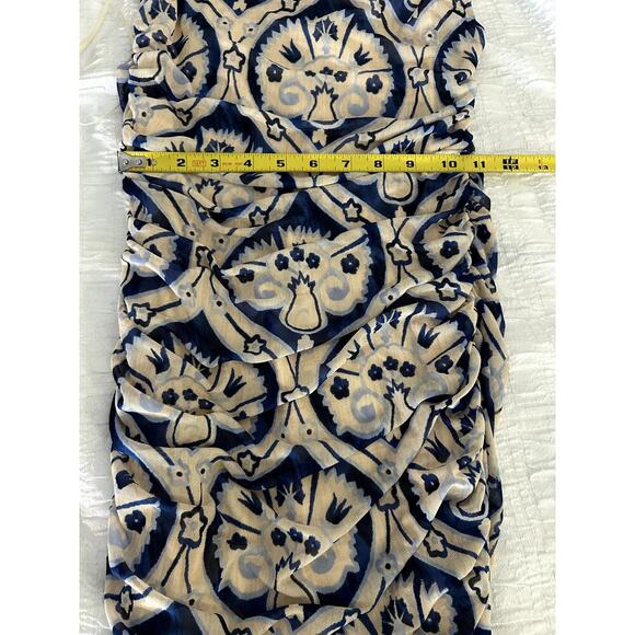 House of Harlow One Shoulder Ruched Dress, Blue, Cream Size XS - Picture 4 of 5